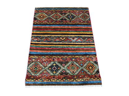 Kazak Tribal & Geometric hand-knotted wool rug in Multicolored, 3' x 4' — SKU O021722