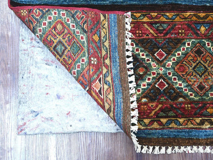 Kazak Tribal & Geometric hand-knotted wool rug in Multicolored, 3' x 4' — SKU O021722 (view 2)