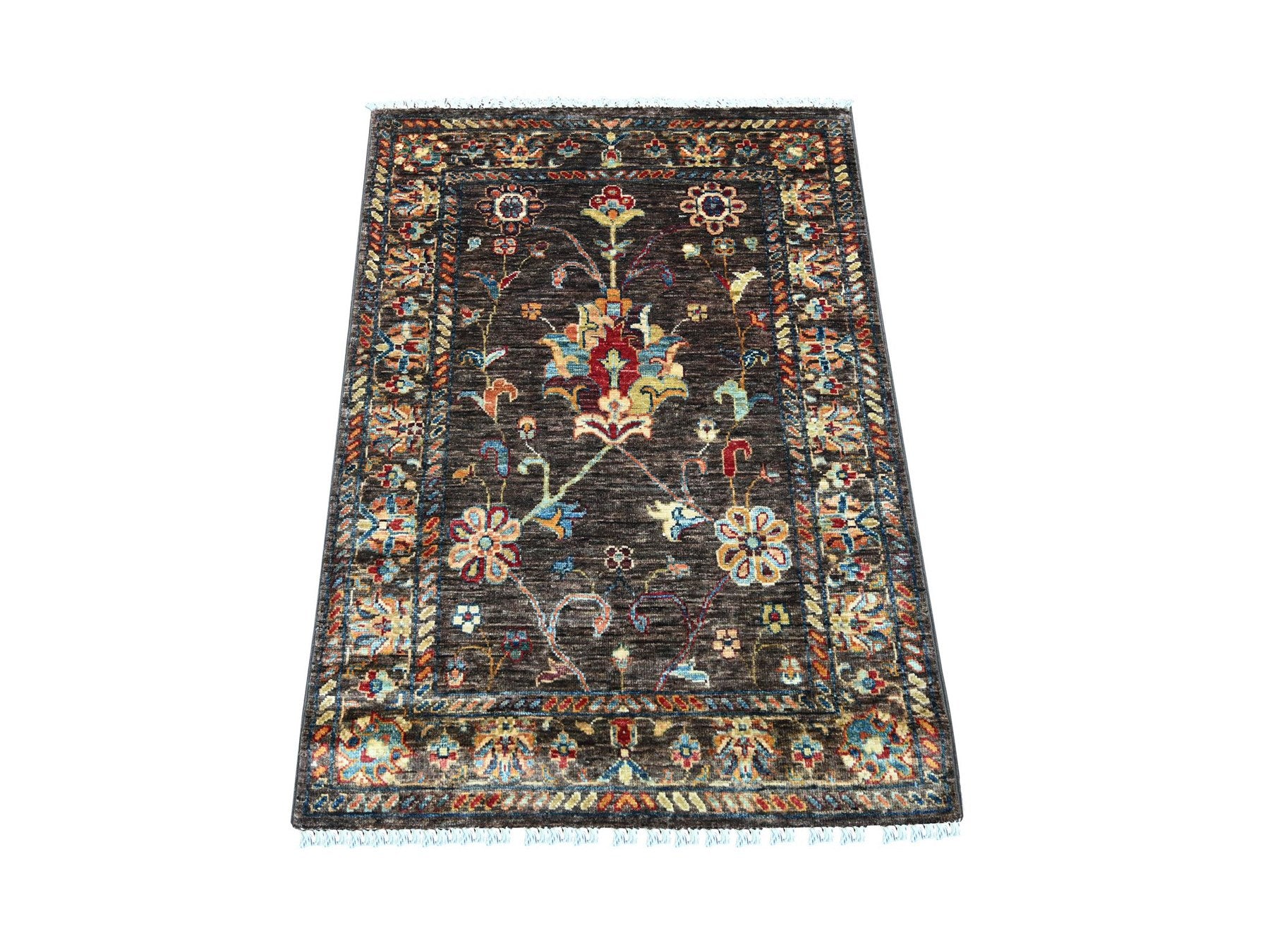 Brown 2'9" x 3'10" Tribal & Geometric Hand knotted Wool Rug - Sku: O021723