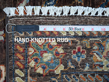 Brown 2'9" x 3'10" Tribal & Geometric Hand knotted Wool Rug - Sku: O021723