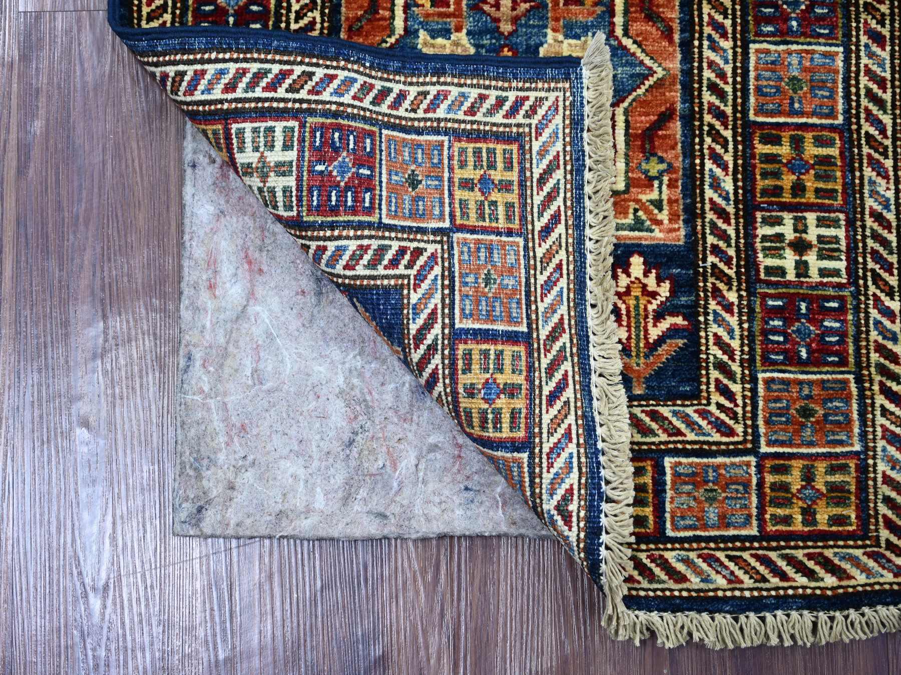 Blue 1'10" x 5'11" Tribal & Geometric Hand knotted Wool Rug - Sku: O021727