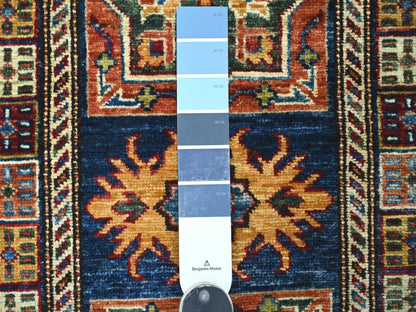 Blue 1'10" x 5'11" Tribal & Geometric Hand knotted Wool Rug - Sku: O021727