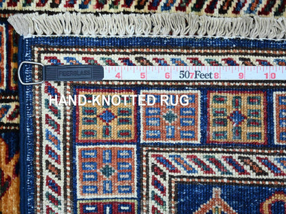 Blue 1'10" x 5'11" Tribal & Geometric Hand knotted Wool Rug - Sku: O021727