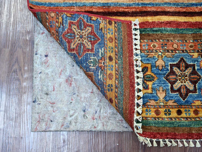 Kazak Tribal & Geometric hand-knotted wool rug in Multicolored, 2' x 3'2" — SKU O021728 (view 2)