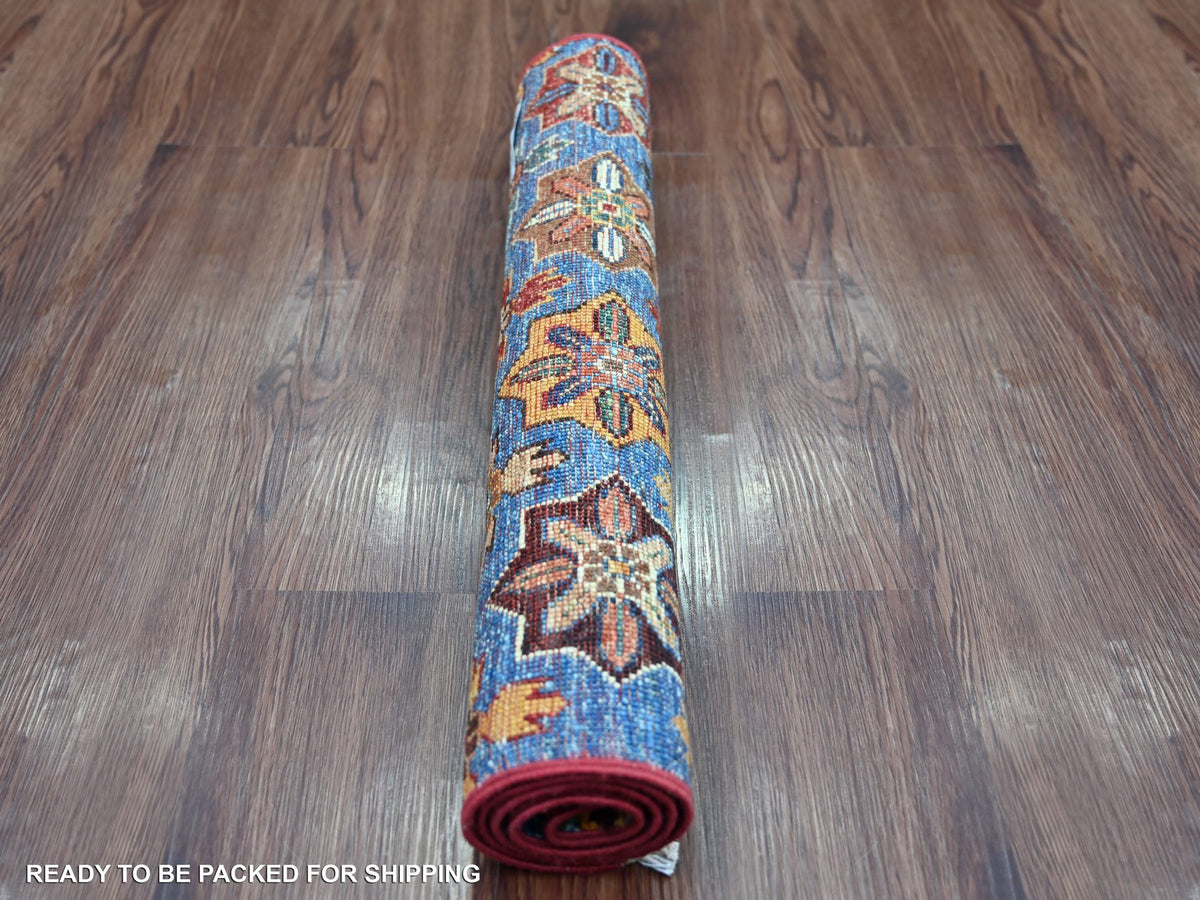 Kazak Tribal & Geometric hand-knotted wool rug in Multicolored, 2' x 3'2" — SKU O021728 (view 4)