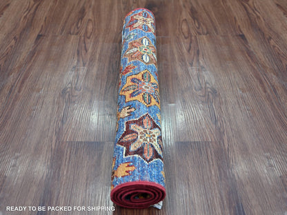 Kazak Tribal & Geometric hand-knotted wool rug in Multicolored, 2' x 3'2" — SKU O021728 (view 4)