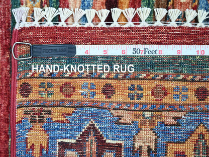 Kazak Tribal & Geometric hand-knotted wool rug in Multicolored, 2' x 3'2" — SKU O021728 (view 6)