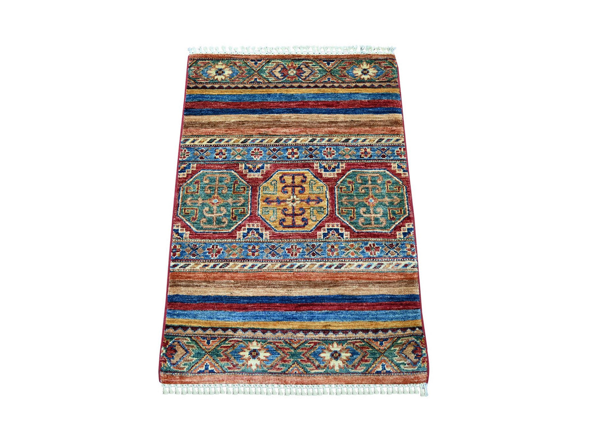 Kazak Tribal & Geometric hand-knotted wool rug in Multicolored, 2' x 3'1" — SKU O021729