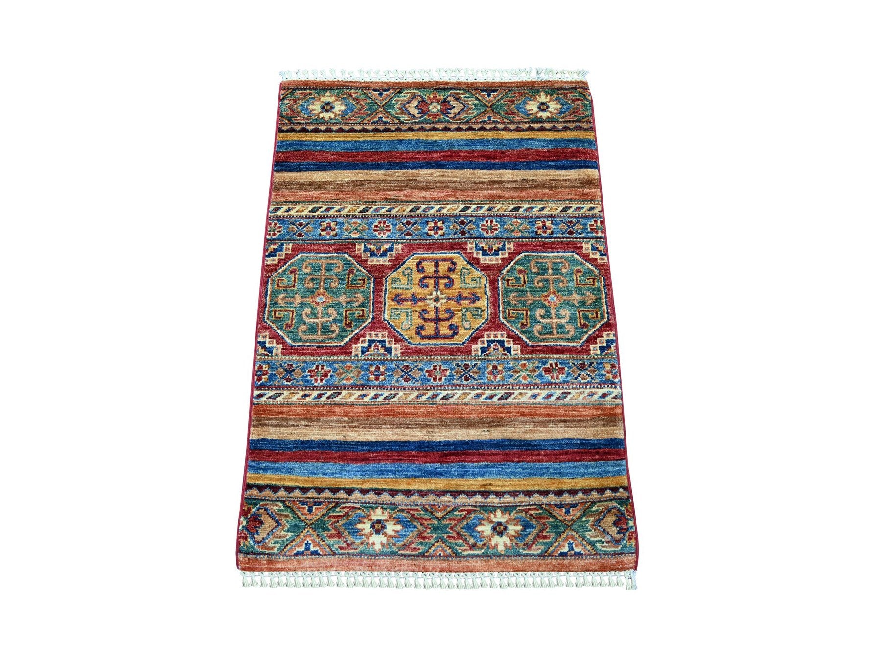 Kazak Tribal & Geometric hand-knotted wool rug in Multicolored, 2' x 3'1" — SKU O021729