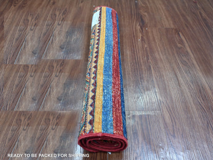 Kazak Tribal & Geometric hand-knotted wool rug in Multicolored, 2' x 3'1" — SKU O021729 (view 4)