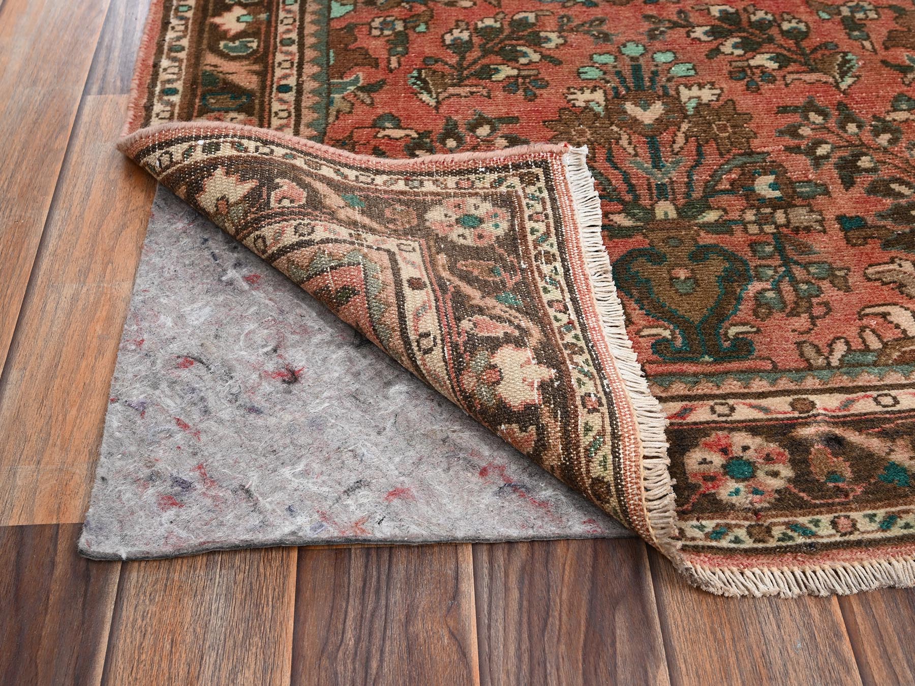 Vintage hand-knotted wool runner in Red & Brown, 2'8" x 9'8" — SKU O02172 (view 3)