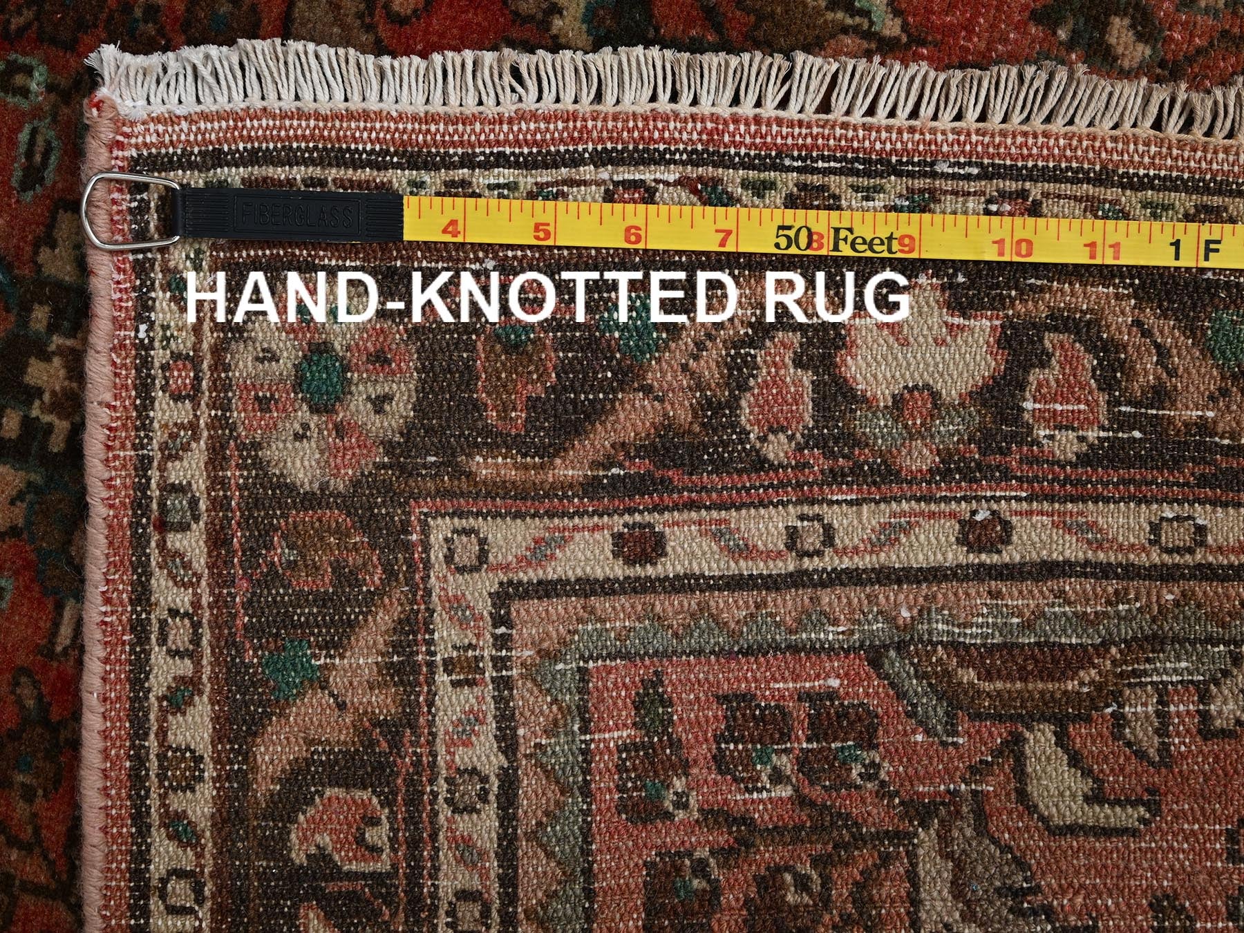 Vintage hand-knotted wool runner in Red & Brown, 2'8" x 9'8" — SKU O02172 (view 7)