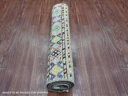 Kazak Tribal & Geometric hand-knotted wool rug in Gray, 1'11" x 3' — SKU O021730 (view 4)
