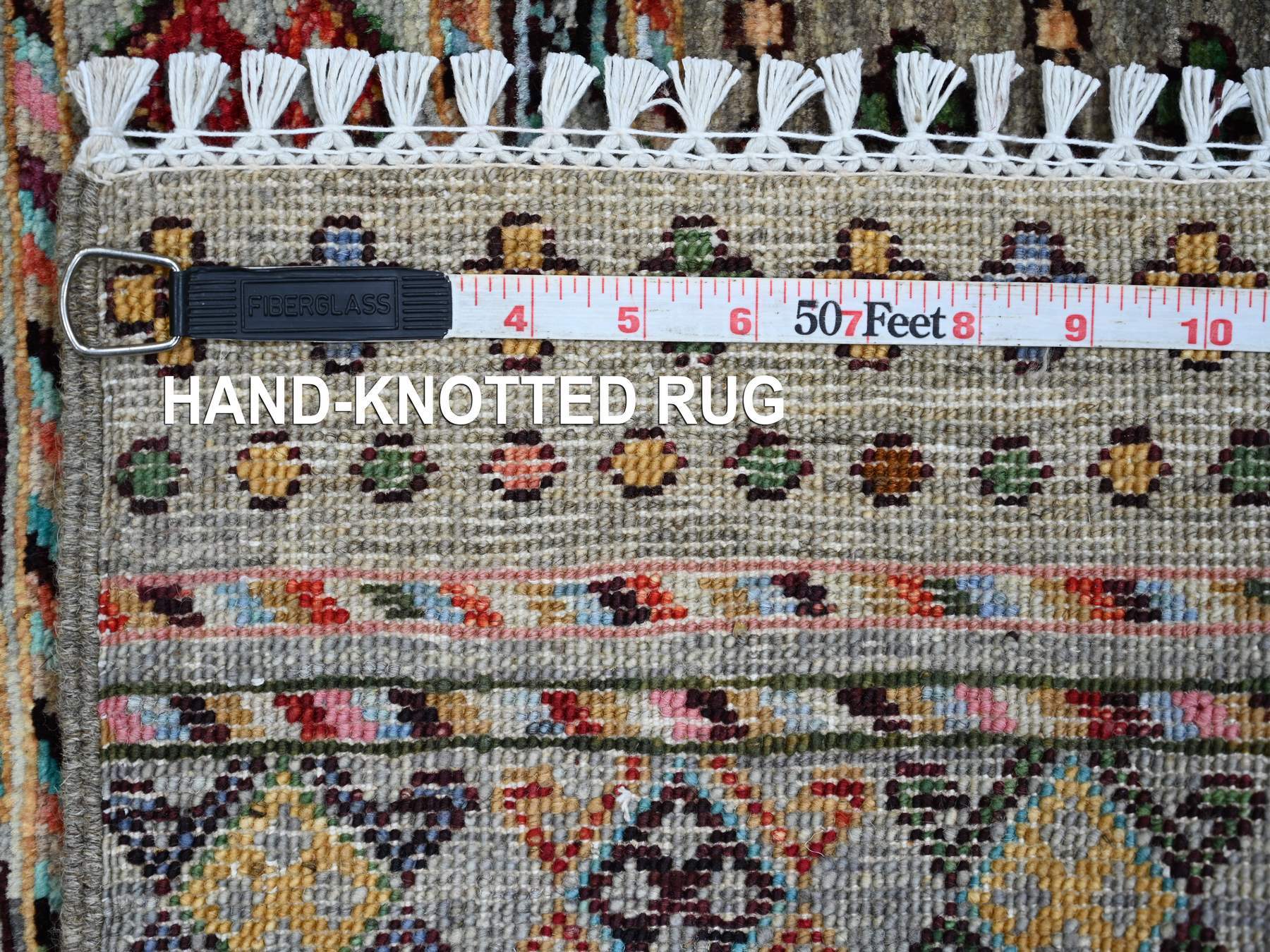 Kazak Tribal & Geometric hand-knotted wool rug in Gray, 1'11" x 3' — SKU O021730 (view 6)