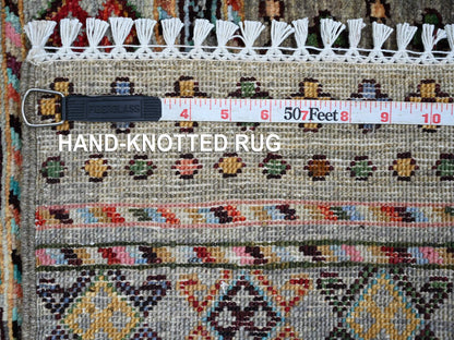 Kazak Tribal & Geometric hand-knotted wool rug in Gray, 1'11" x 3' — SKU O021730 (view 6)