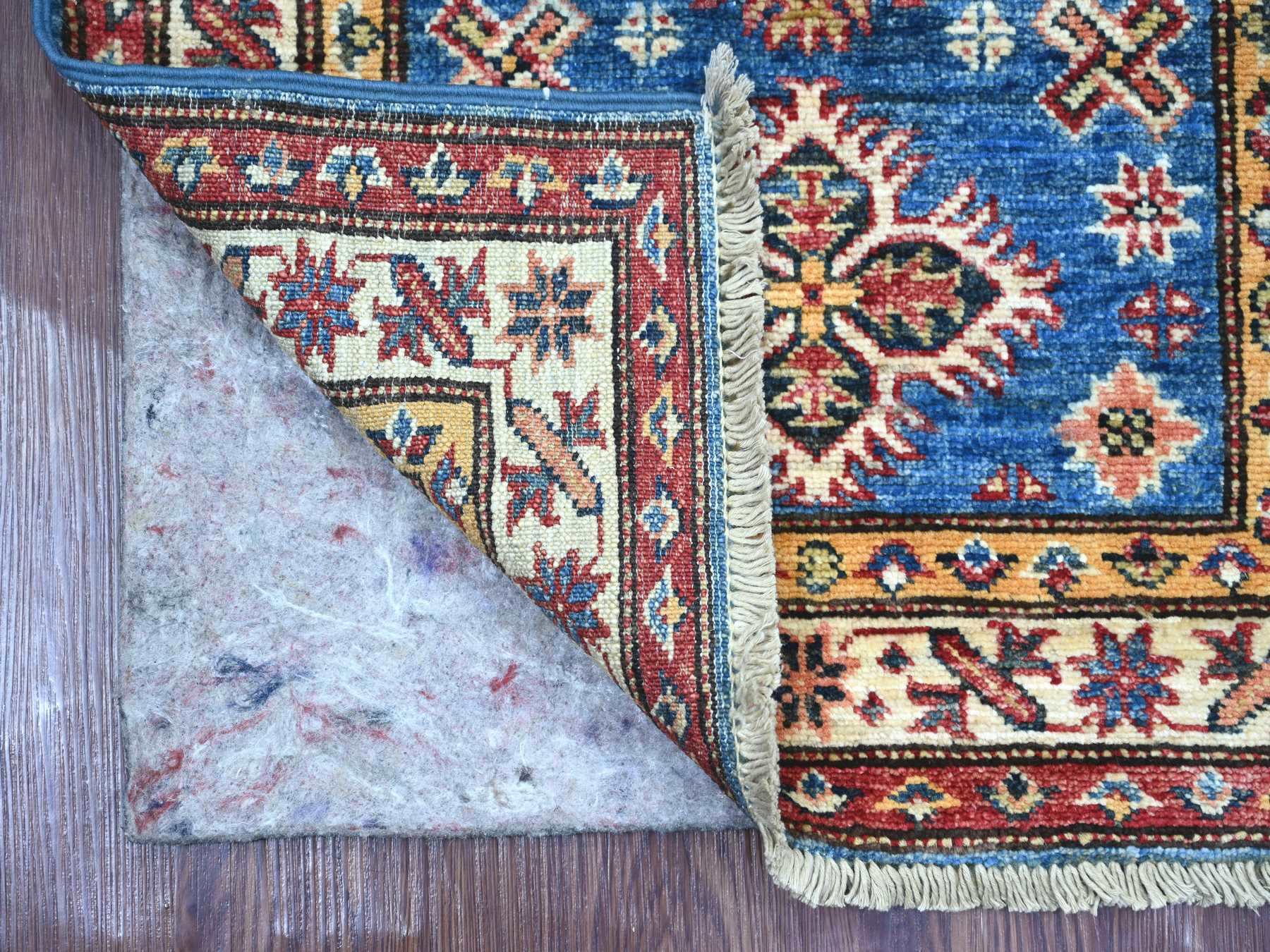 Kazak Tribal & Geometric hand-knotted wool rug in Blue & Ivory, 2'1" x 2'11" — SKU O021733 (view 2)