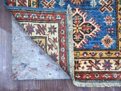 Kazak Tribal & Geometric hand-knotted wool rug in Blue & Ivory, 2'1" x 2'11" — SKU O021733 (view 2)