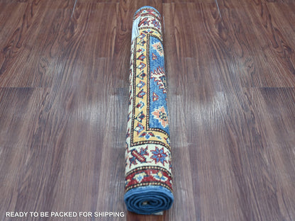 Blue 2'1" x 2'11" Tribal & Geometric Hand knotted Wool Rug - Sku: O021733