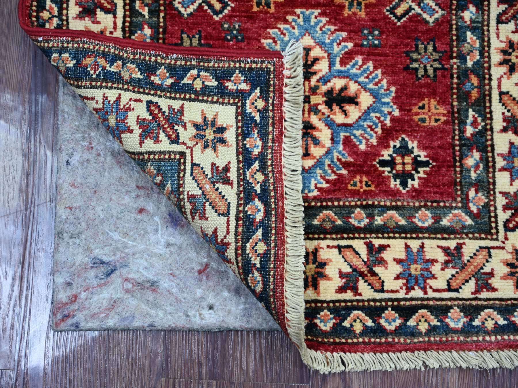 Kazak Tribal & Geometric hand-knotted wool rug in Red & Ivory, 2' x 3' — SKU O021734 (view 2)