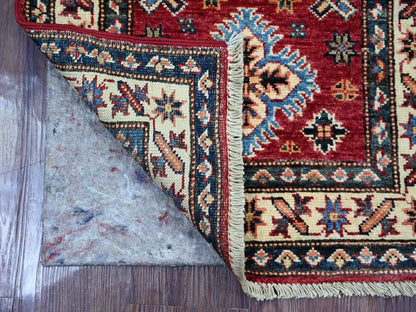 Kazak Tribal & Geometric hand-knotted wool rug in Red & Ivory, 2' x 3' — SKU O021734 (view 2)
