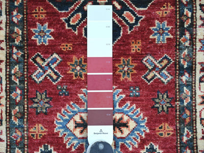 Kazak Tribal & Geometric hand-knotted wool rug in Red & Ivory, 2' x 3' — SKU O021734 (view 3)
