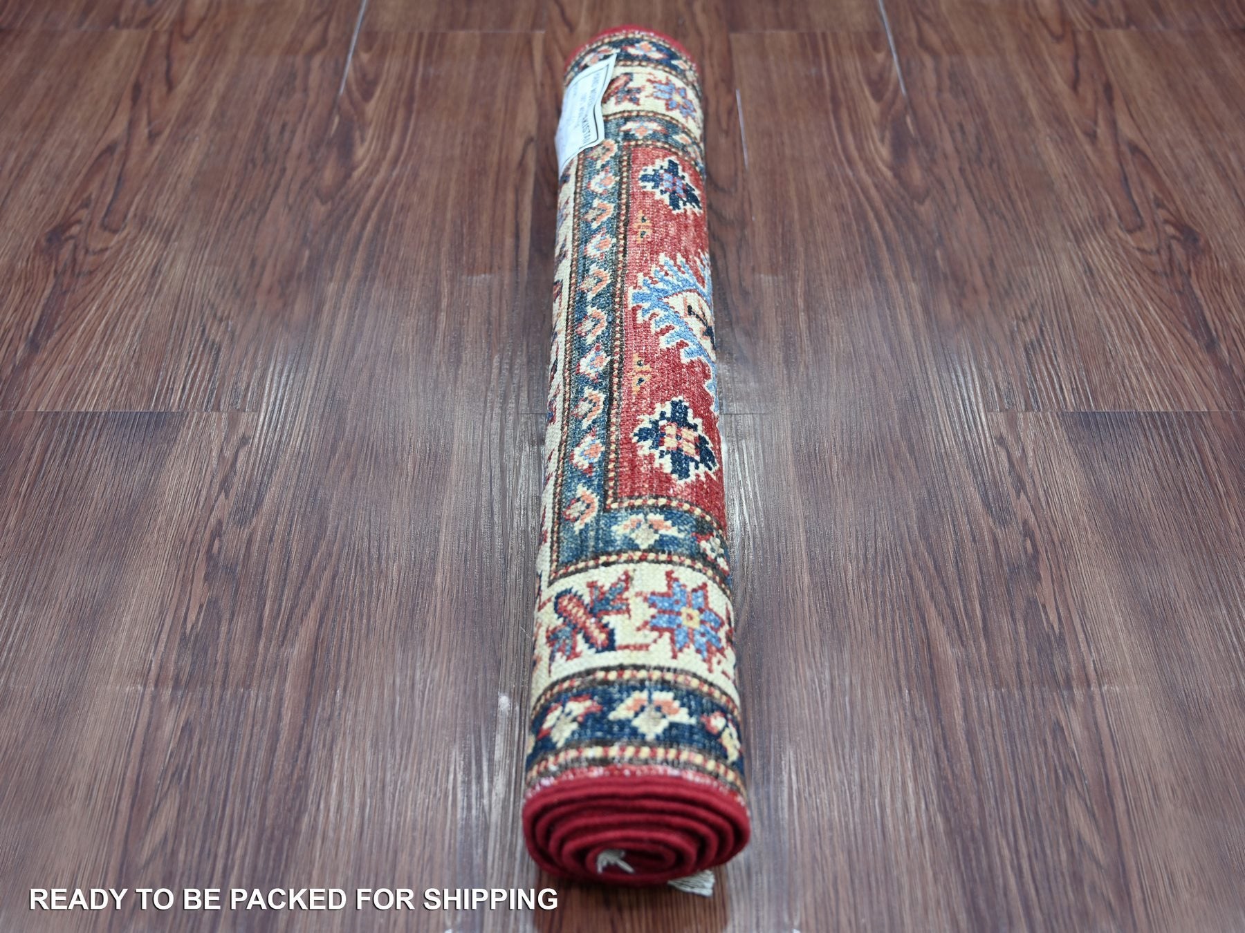 Kazak Tribal & Geometric hand-knotted wool rug in Red & Ivory, 2' x 3' — SKU O021734 (view 4)