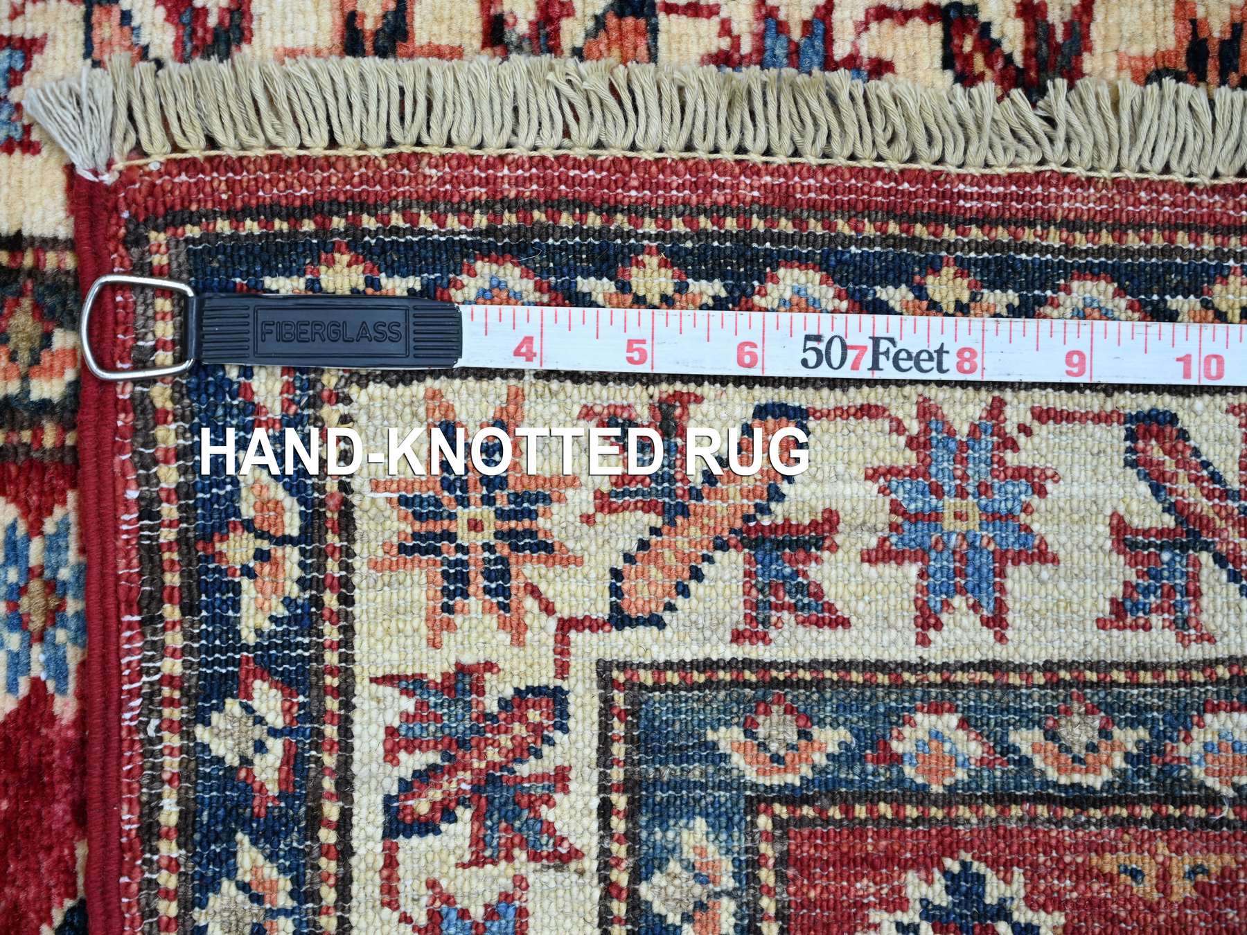 Kazak Tribal & Geometric hand-knotted wool rug in Red & Ivory, 2' x 3' — SKU O021734 (view 6)