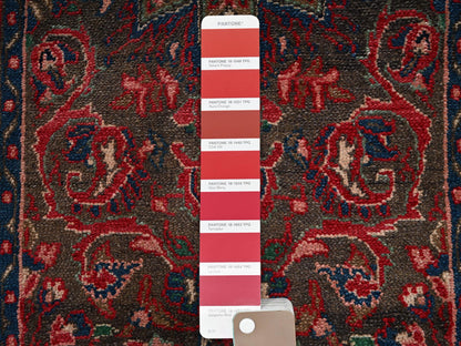 Brown 2'6" x 8'9" Vintage Hand knotted Wool Rug - Sku: O02173