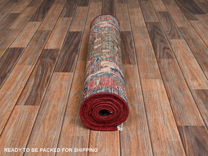 Brown 2'6" x 8'9" Vintage Hand knotted Wool Rug - Sku: O02173