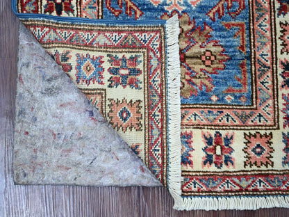 Blue 2'0" x 6'0" Tribal & Geometric Hand knotted Wool Rug - Sku: O021740