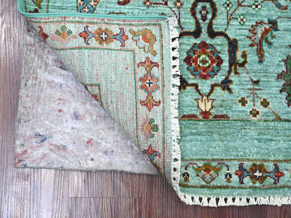 Green 2'7" x 4'2" Tribal & Geometric Hand knotted Wool Rug - Sku: O021741