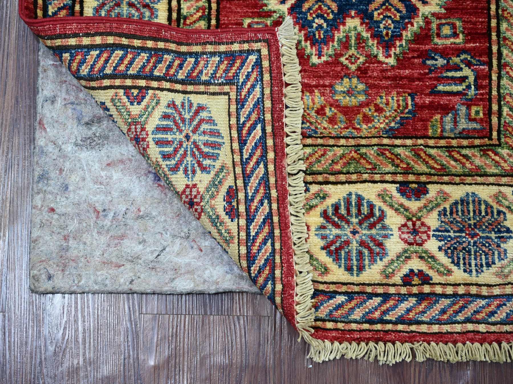Kazak Tribal & Geometric hand-knotted wool runner in Red & Ivory, 2'6" x 6'10" — SKU O021742 (view 2)