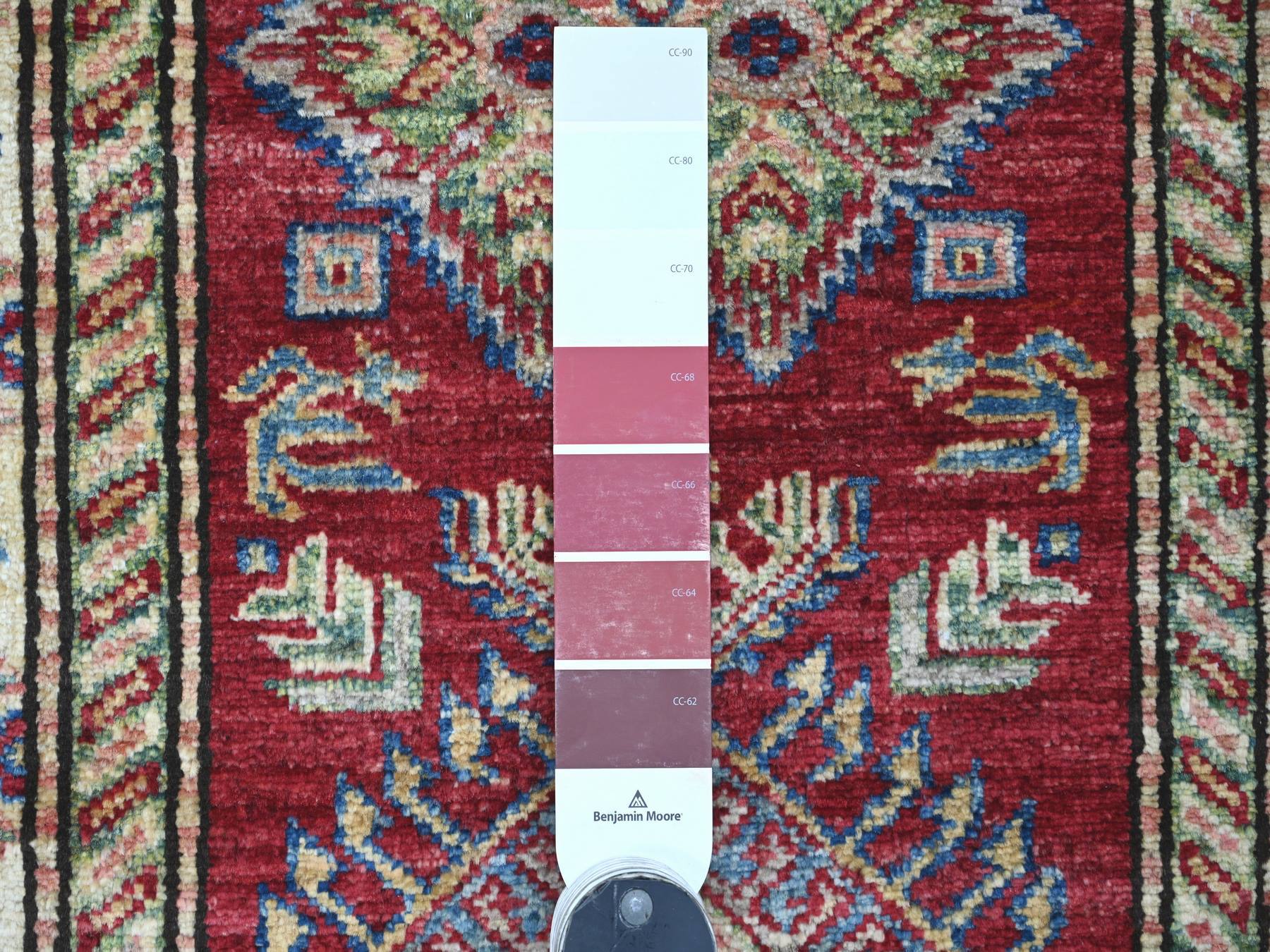 Kazak Tribal & Geometric hand-knotted wool runner in Red & Ivory, 2'6" x 6'10" — SKU O021742 (view 3)