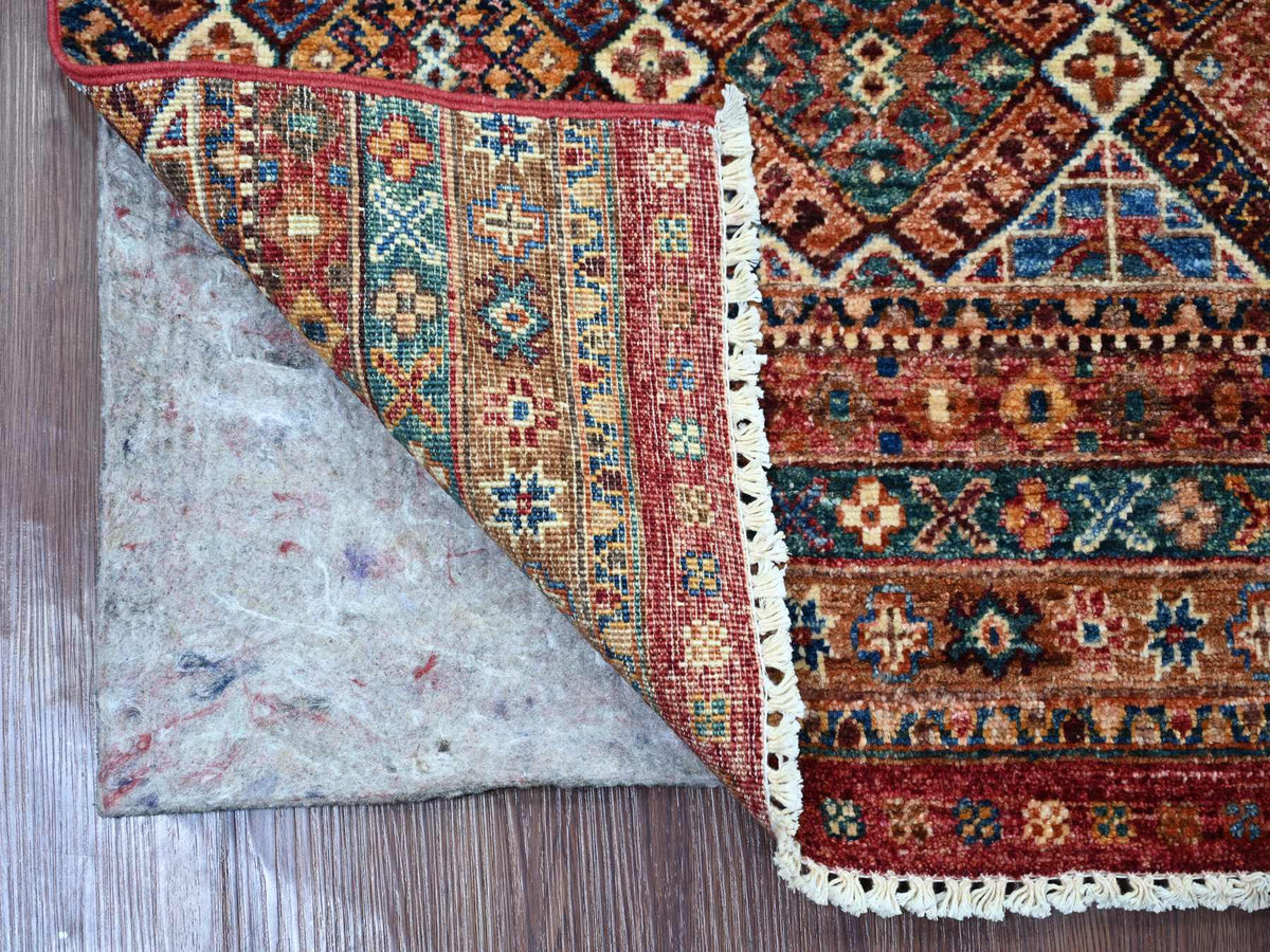 Kazak Tribal & Geometric hand-knotted wool runner in Red, 2'10" x 8' — SKU O021744 (view 2)