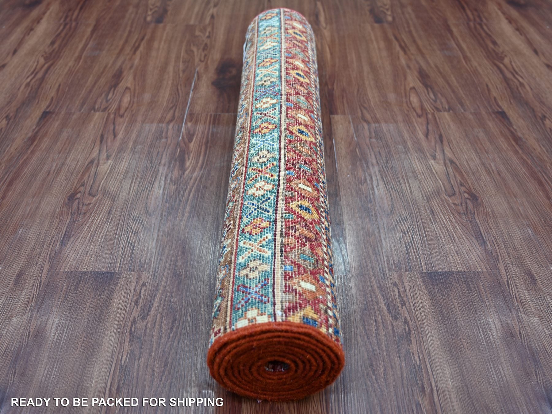 Kazak Tribal & Geometric hand-knotted wool runner in Red, 2'10" x 8' — SKU O021744 (view 4)