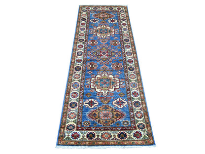 Blue 2'6" x 6'8" Tribal & Geometric Hand knotted Wool Rug - Sku: O021745