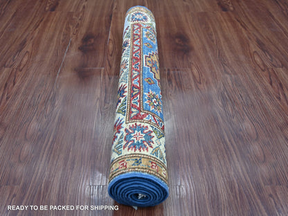 Blue 2'6" x 6'8" Tribal & Geometric Hand knotted Wool Rug - Sku: O021745