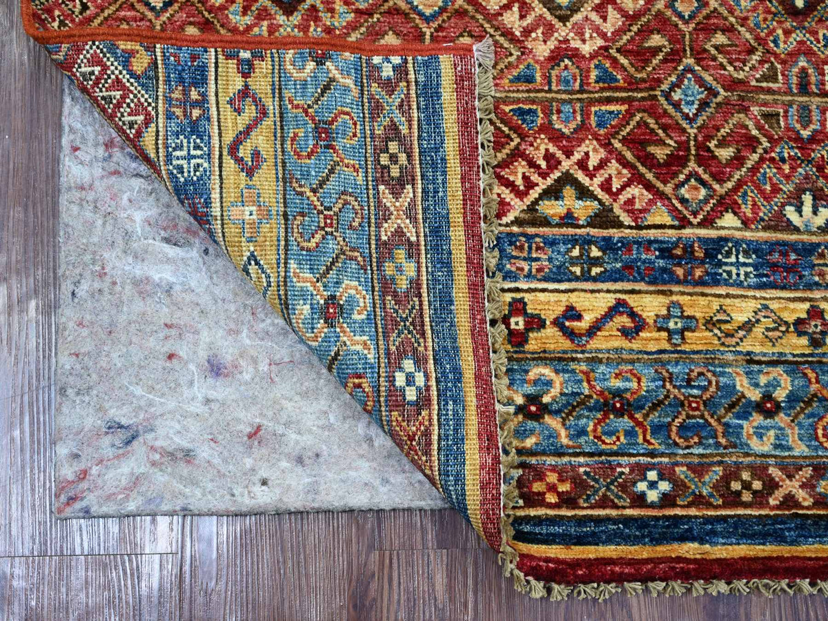Kazak Tribal & Geometric hand-knotted wool runner in Red, 2'10" x 8'1" — SKU O021746 (view 2)