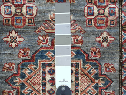 Kazak Tribal & Geometric hand-knotted wool runner in Gray & Blue, 2'5" x 6'6" — SKU O021747 (view 3)