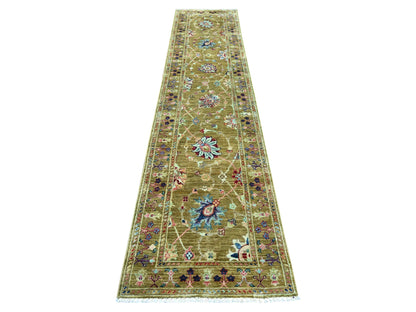 Tribal & Geometric hand-knotted wool runner in Yellow & Mustard Yellow, 2'7" x 11'7" — SKU O021748