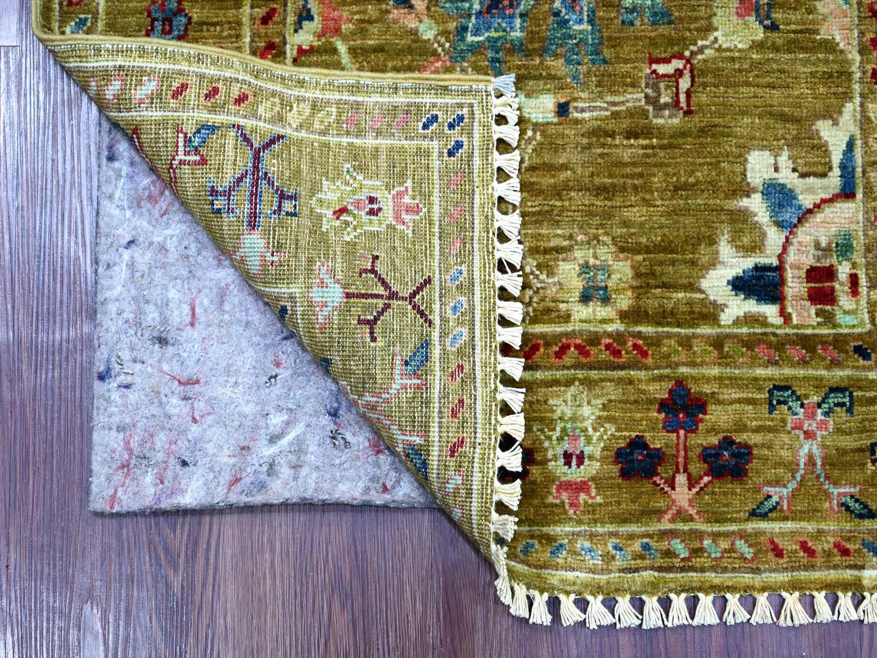 Tribal & Geometric hand-knotted wool runner in Yellow & Mustard Yellow, 2'7" x 11'7" — SKU O021748 (view 2)