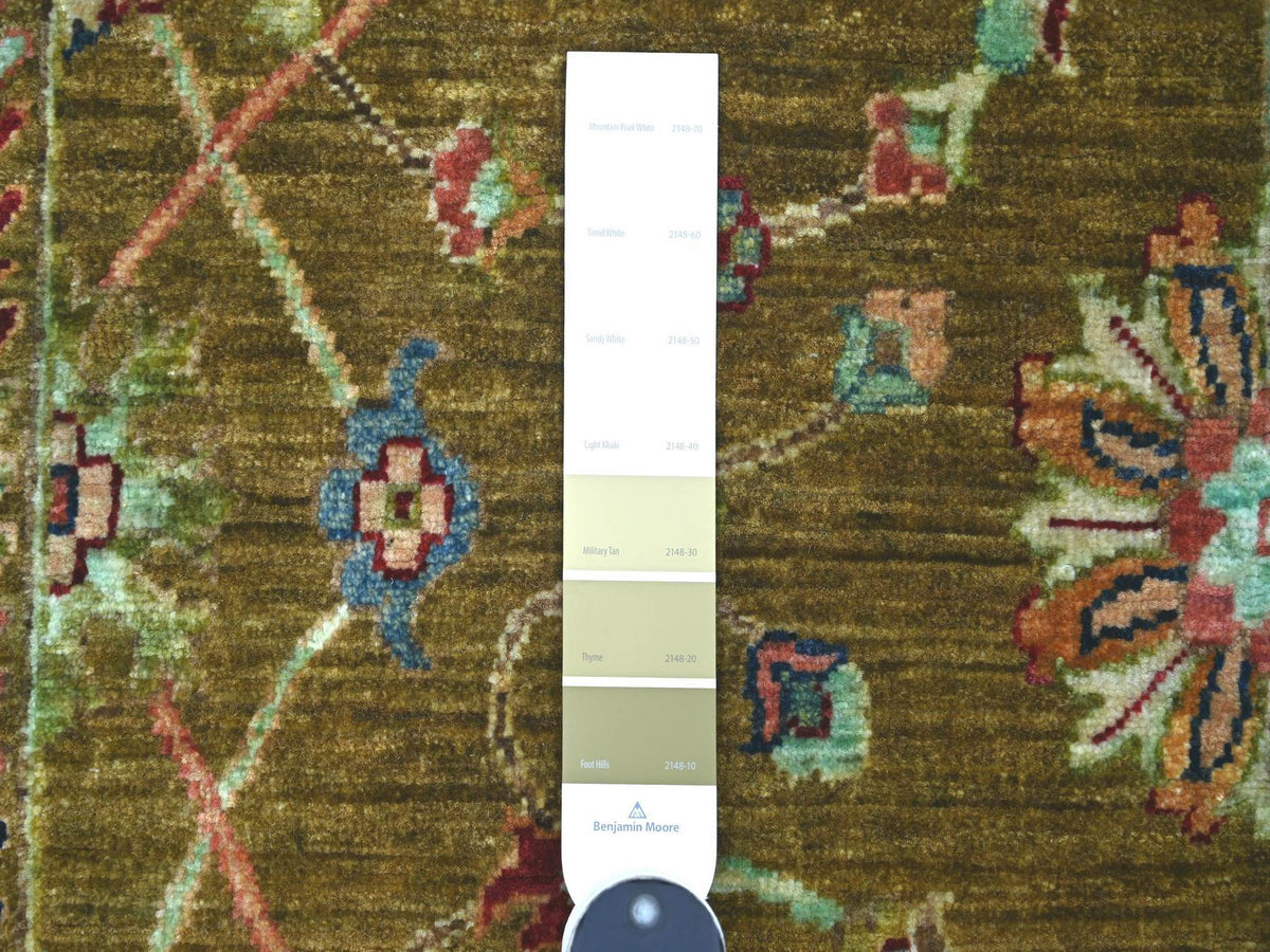 Tribal & Geometric hand-knotted wool runner in Yellow & Mustard Yellow, 2'7" x 11'7" — SKU O021748 (view 3)