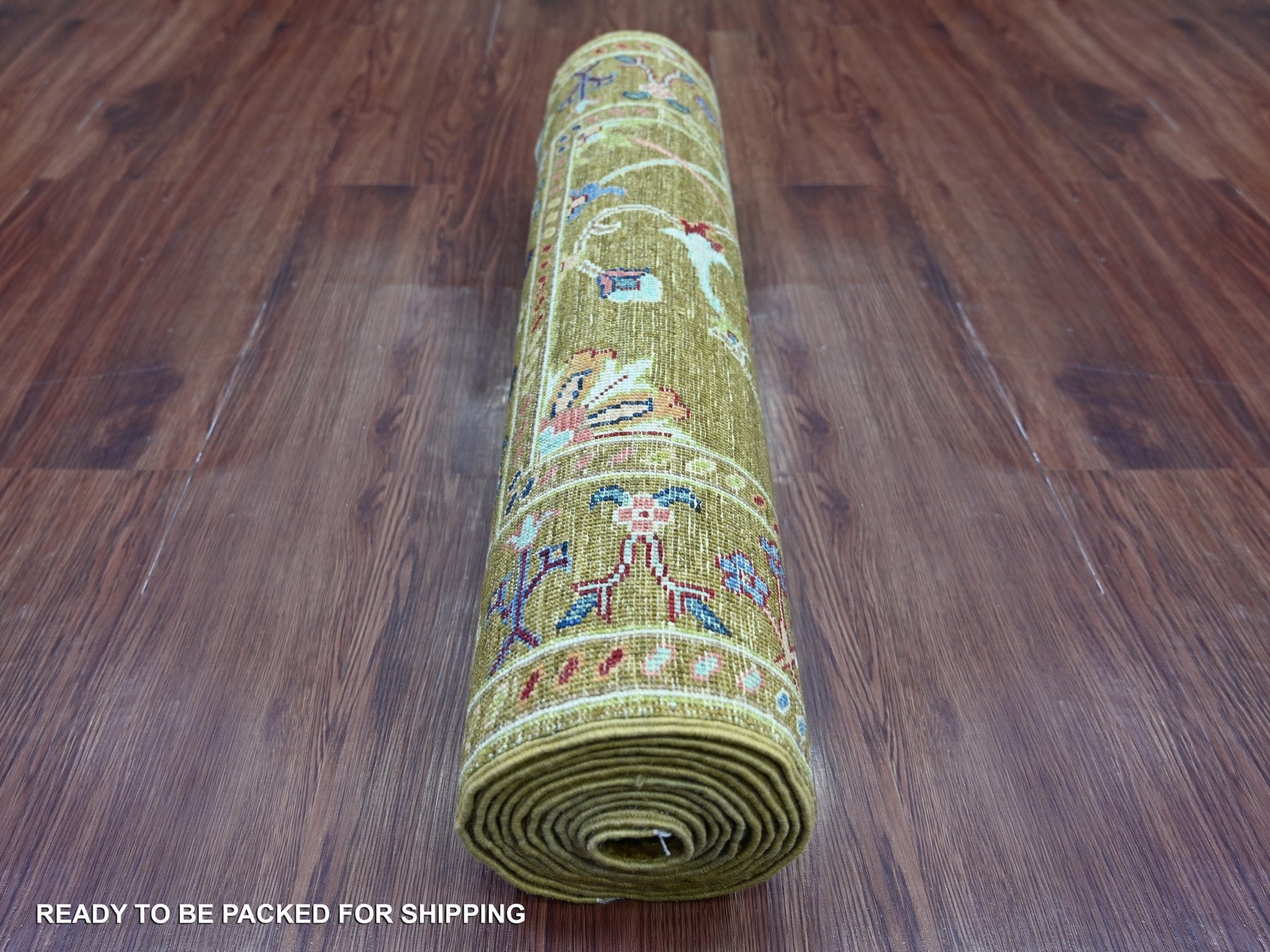 Tribal & Geometric hand-knotted wool runner in Yellow & Mustard Yellow, 2'7" x 11'7" — SKU O021748 (view 4)