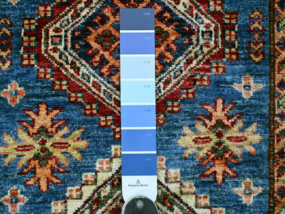 Blue 2'5" x 6'6" Tribal & Geometric Hand knotted Wool Rug - Sku: O021749