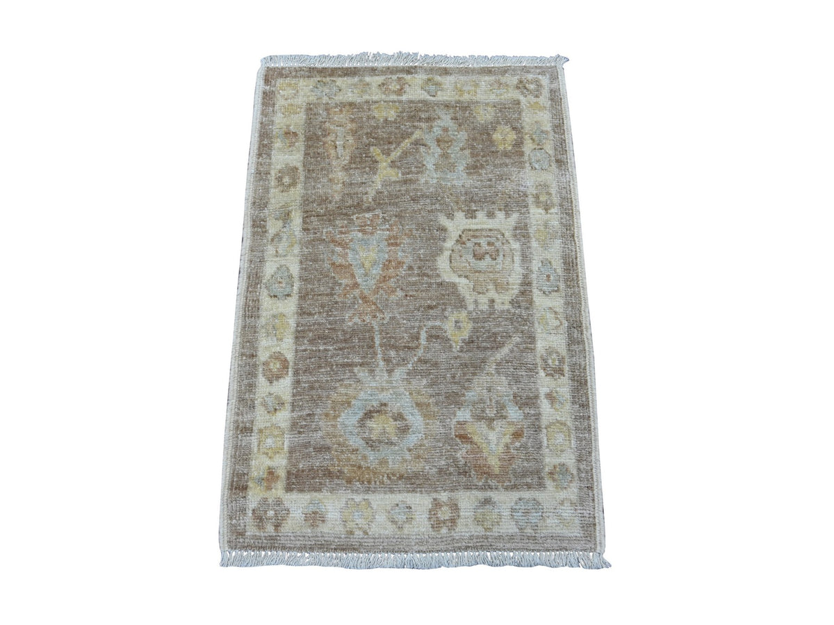 Oushak Oushak hand-knotted wool rug in Brown & Ivory, 2' x 3' — SKU O021751