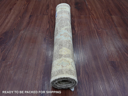 Brown 2'0" x 3'0" Oushak And Peshawar Hand knotted Wool Rug - Sku: O021751