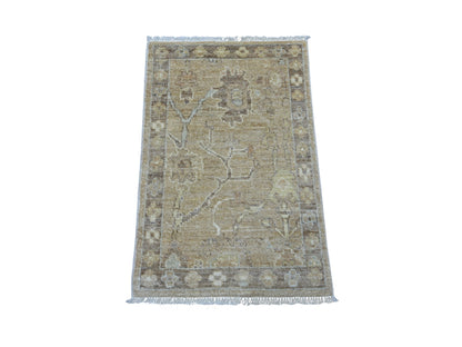 Brown 2'0" x 3'0" Oushak And Peshawar Hand knotted Wool Rug - Sku: O021752