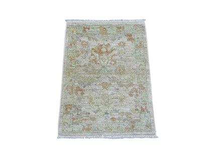Oushak Oushak hand-knotted wool rug in Gray & Green, 2'1" x 2'10" — SKU O021753
