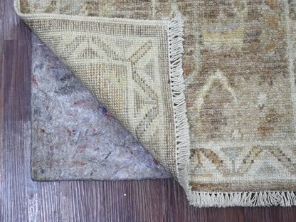 Brown 2'0" x 3'0" Oushak And Peshawar Hand knotted Wool Rug - Sku: O021755