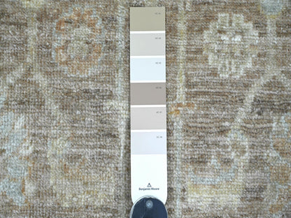 Brown 2'0" x 3'0" Oushak And Peshawar Hand knotted Wool Rug - Sku: O021755